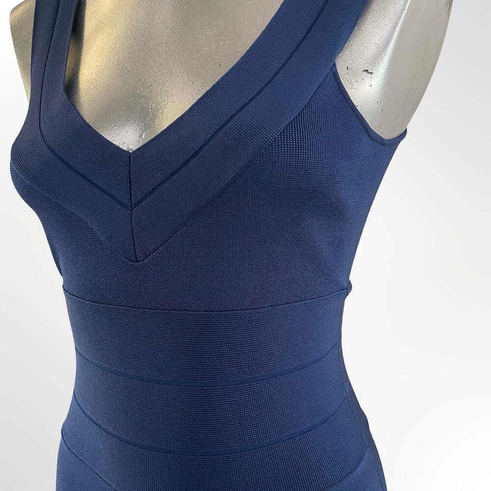 Armani Exchange Navy Blue Sleeveless Bandage Fit and Flare Dress - Picture 2 of 6